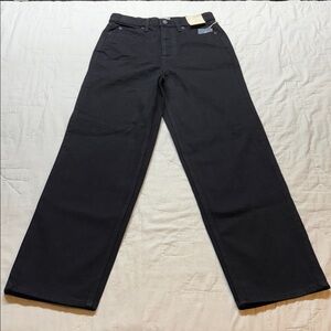 Mom Jeans Highest-Rise 90s Straight Leg Button Fly Jeans Midnight Black 6 NWT